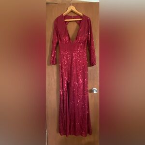 Elegant Red Sequin Evening Gown